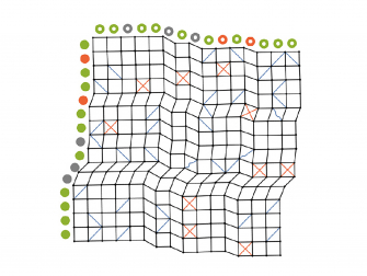 The research team's main object of study, shown here, is structures that consist of large numbers of pores — arranged in columns and rows with cables and rods added at random.