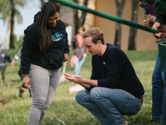James Stroud with a student